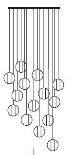 [180083 | 8008-14 Red] Lamp. Colg. 14L G9 Bola Cristal+Base Redondo (D. Base 500mm)