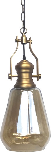 [180144 | 9044-1] Lamp. Colg. Metal+Vidrio Dorado+Ambar (620x230)mm