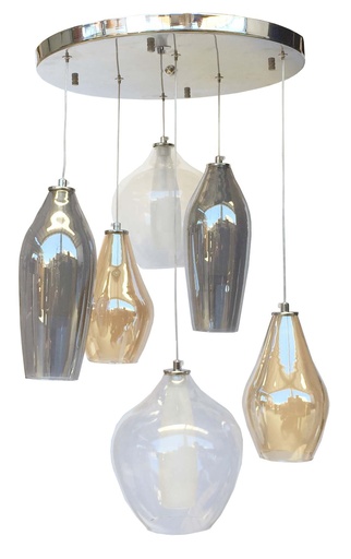 [180170 | 9029-3 recta] Lamp. Colg. 3L G9 Vidrios Transparentes B/Recta 50X5Cm