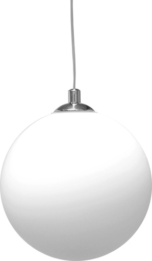 [180202 | G9-150-opal] Lamp. Colg. 1L G9 Esfera Vidrio Opal+Metal Cromo (D150xH1200)mm