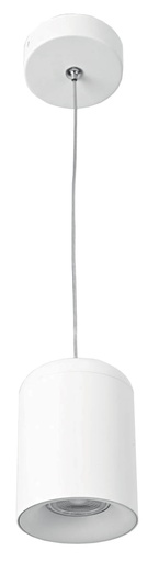[181036 | M016 blanco] Lamp. Colg. 1L GU10 Cilindro C/Rejilla Alum. Blanco (D80xH110)mm