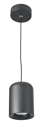 [181037 | M016 negro] Lamp. Colg. 1L GU10 Cilindro C/Rejilla Alum. Negro (D80xH110)mm