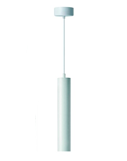 [181053 | 55x300 GU10 blanco/plata] Lamp. Colg. 1L GU10 Tubular Alum. Blanco+Plata (D55xH300)mm