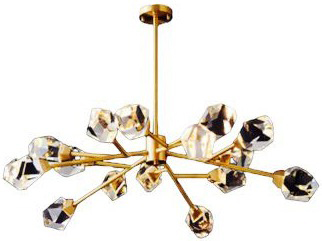 [181101 | MG8857-L15 G9*15] Lamp. Colg. Led 15L D100Cm Metal Dorado+Cristal