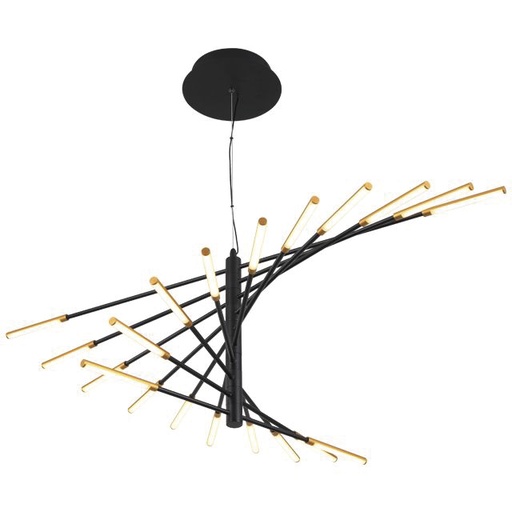 [181126 | P20007-20] Lamp. Colg. Moderna Led Espinas Alum+Acrilico Negro 48W 3K (850X1200Mm)