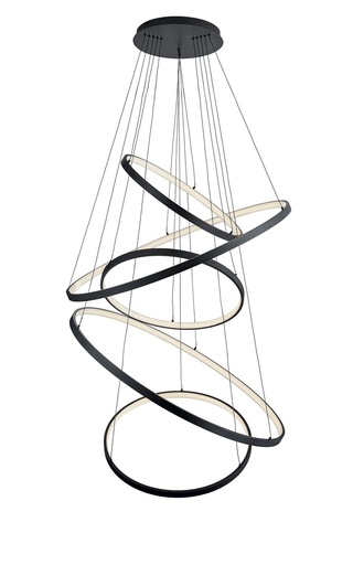 [181138 | P18910-5A-192W] Lamp. Colg. Led 2L Int Anillos 192w 3k Negro (1010x2350)mm