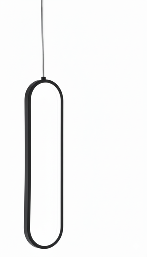 [181140 | 812011-BK] Lamp. Colg. Led Ovalada Alum. Negro+Acrilico 24w 3K (A150xL700)mm