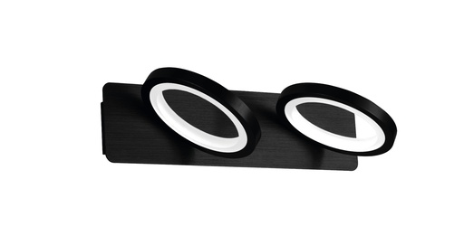 [181142 | W17603-12W BK] Aplique Pared Led 2L Anillos Negro 12W 3K (340X90X180Mm)