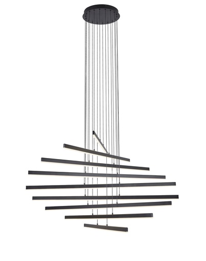 [181147 | P18600-170W] Lamp. Colg. Led 9L Ab. Mod. Linea 170w 3k Negro (1200x1500)mm