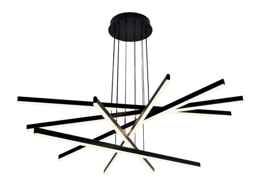 [181174 | P18600-96W] Lamp. Colg. Led 6L Abajo Mod. Alum+Acril Negro 96w 3k (1016x1200)mm