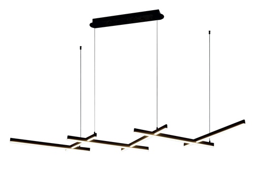 [181175 | P18600-85W] Lamp. Colg. Led 6L Abajo Mod. Alum+Acril Negro 85w 3k (1600x470x1200)mm