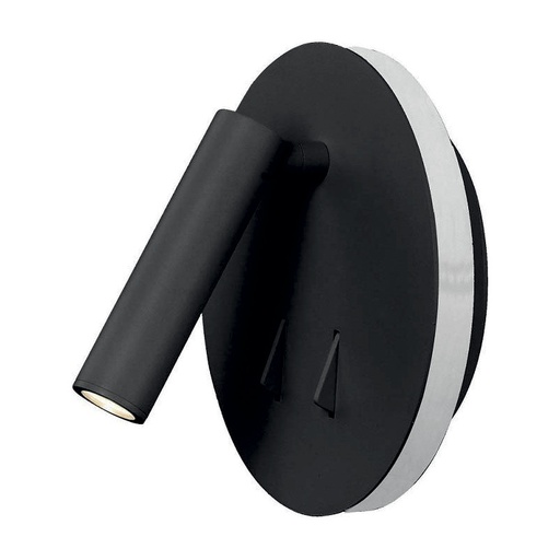 [181325 | HQ02 BK] Lamp. Pared Led 2L Moderna Base Redonda C/Doble Int. D=140mm 3w 3k Negro (110-240)v