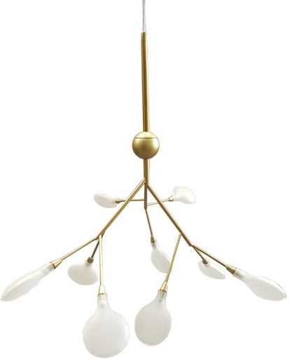 [181387 | 9905-D9] Lamp. Colg. Moderna 9L Dorado Glass G4
