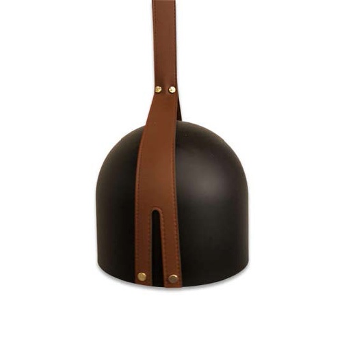 [181457 | 9975P black] Lamp. Colg. Aluminio+Cuero Negro 1E27