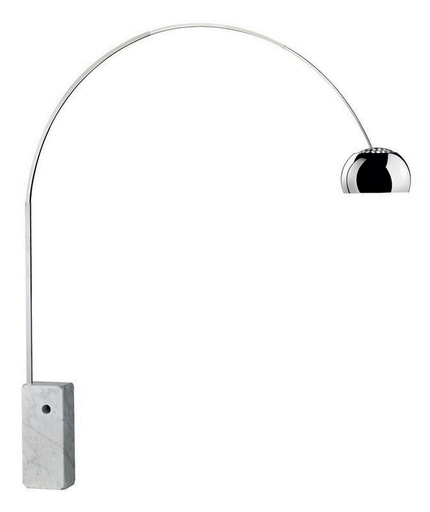 [181471 | VF6311-32 b.grande] Lamp. Piso 1L E27 Satin Alt. 2500Mm Pantalla 320Mm B/Marmol Blanco 230X540Mm