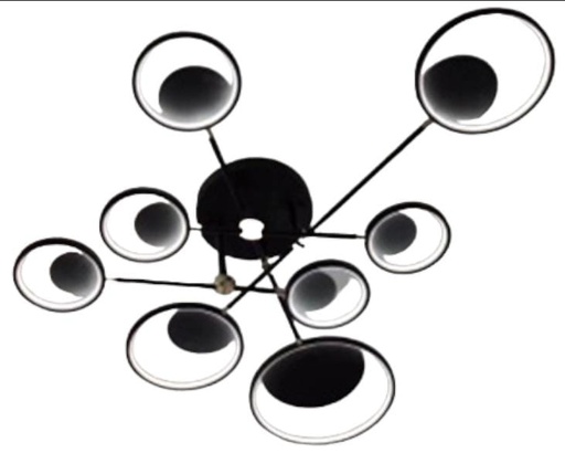 [181521 | Y8853-X8] Lamp. Techo Led Aros 8L D1250Mm Negro+Dorado Metal 18W 3K