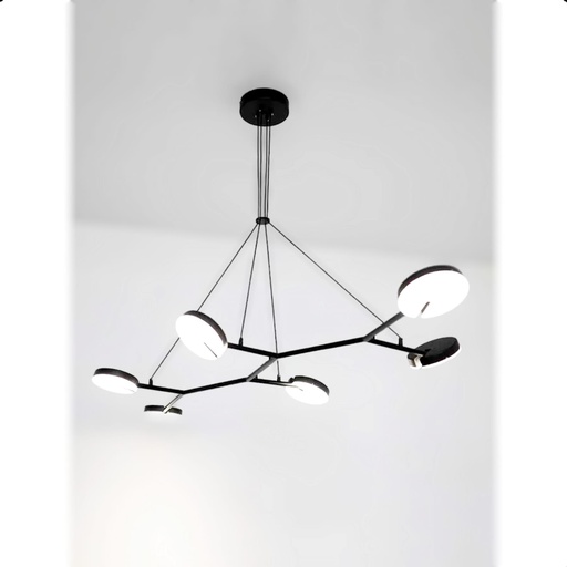 [181524 | X8015-D7] Lamp. Colg. Led 6L L1720Xd800Xh1600Mm Negro Metal 13W 3K