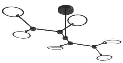 [181525 | 9005-D6-A] Lamp. Colg. Led Aros 6L D1400Xh300Mm Negro Metal 20W 3K