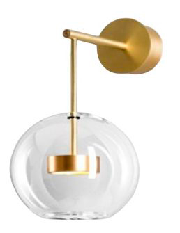 [181547 | 6001-B1] Aplique Pared Led Dorado Metal+Cognac Glass 3K