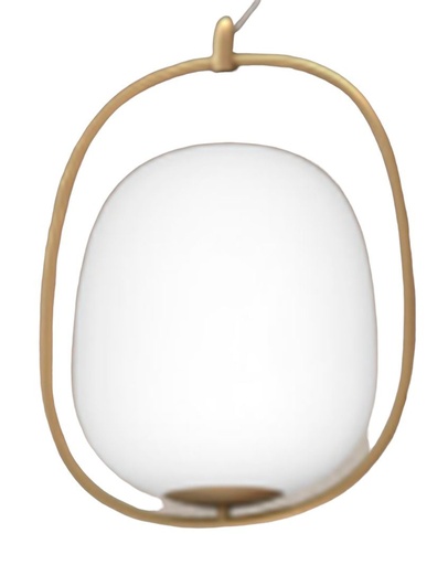 [181553 | Y8831-D1] Lamp. Colg. 1Xe27 D230X400Mm Dorado Metal+Opal Glass