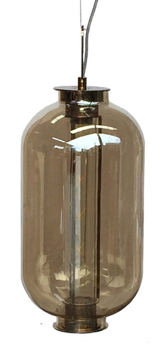 [181714 | YB-066] Lamp. Colg 1L E27 T/Ovalada Vidrio 22X55Cm