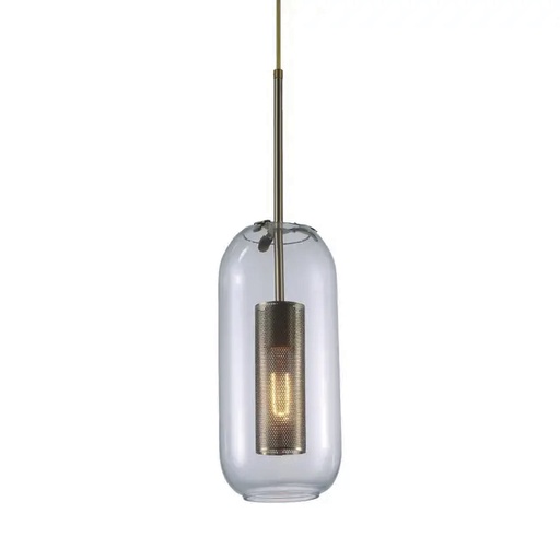 [181724 | YB-115 Lamp/11-267-2] Lamp. Colg 1L E14 T/Ovalada Brush Vidrio 15X120Cm