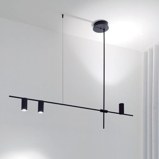 [181742 | YB-207-3L T/L] Lamp. Colg 3L GU10 T/L Negro Iron 142Cm