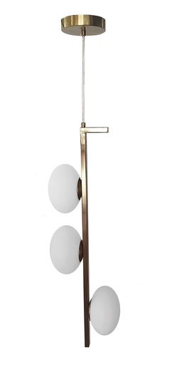 [181801 | GP2027-3] Lamp. Colg. 3L G9 Dorado Metal+Blanco Glass L15X40Cm
