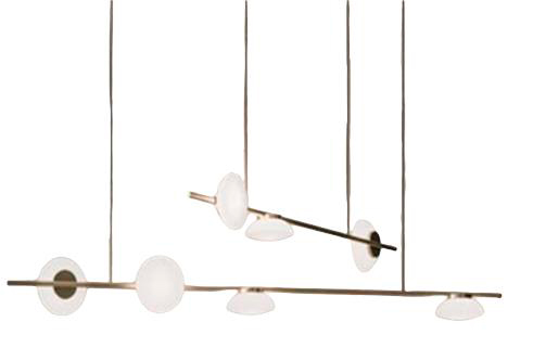 [182320 | MD8997-L1200LED] Lamp. Colg. Led 4L L120X70Cm Dorado Metal+Opal Glass