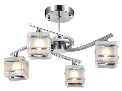 [191014 | NC1129C-4] Lamp. Techo Cristal 4L G9 Cubos 49X26Cm