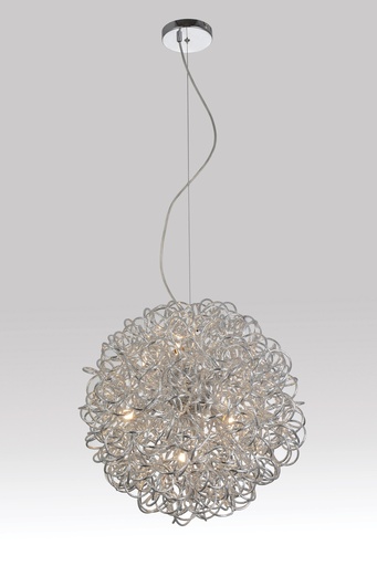 [191051 | NC9002P-7] Lamp. Colg. Globo Metal+Aluminio Cr 7G9 45Cm