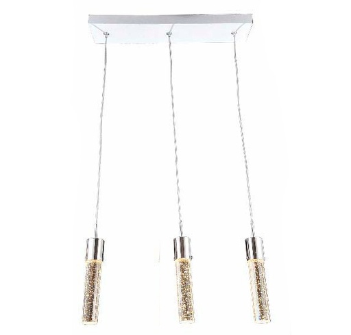 [191057 | NIC-3008P-3L] Lamp. Colg. Cilindro Cristal 3L GU10 Mini B/Recta 550Mm