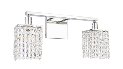 [191166 | NIC-3242W-2RC] Lamp. Pared 2L E14 Metal+Cristales 46X21Cm Cromo