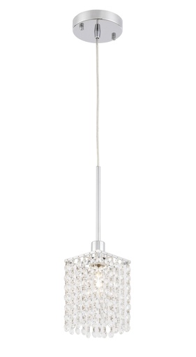 [191167 | NIC-3242P-1] Lamp. Colg. 1L E14 Metal+Cristales 100X100Mm Cromo