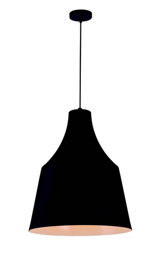 [200104 | LT7788L MBK] Lamp. Colg. 1L E27 Alum. T/Campana Negro+Blanco (40X48Mm)