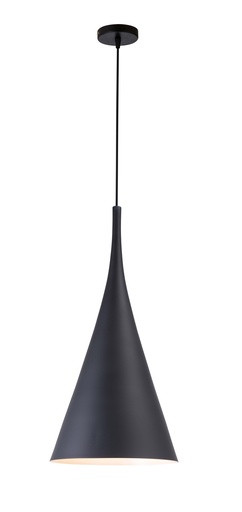 [200128 | LT7736 MBK B6] Lamp. Colg. 1L E27 Alum. 27X58Cm Negro+Blanco