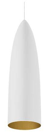 [200144 | T7981S WH B6] Lamp. Colg. 1L E27 Alum. 15X60Cm Blanco+Dorado