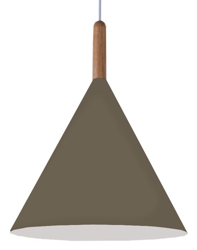 [200173 | T7901S CF] Lamp. Colg. 1L E27 Alum+Madera Coffe+Blanco (180X270Mm)