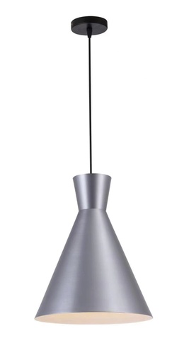 [200175 | T7697] Lamp. Colg. 1L E27 Aluminio Plata+Blanco (D250X330Mm)