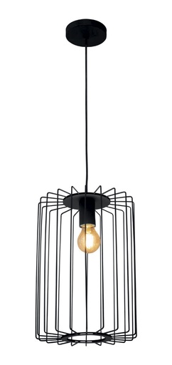 [201002 | 882002.08] Lamp. Colg. 1L E27 T/Jaula Metal Negro (250X350Mm)