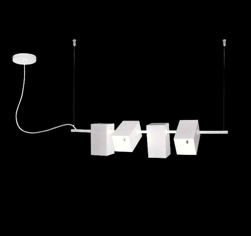 [201006 | 817000.11] Lamp. Colg. 4L G9 Luces Rect. Moviles Aluminio Blanco (700X140Mm)
