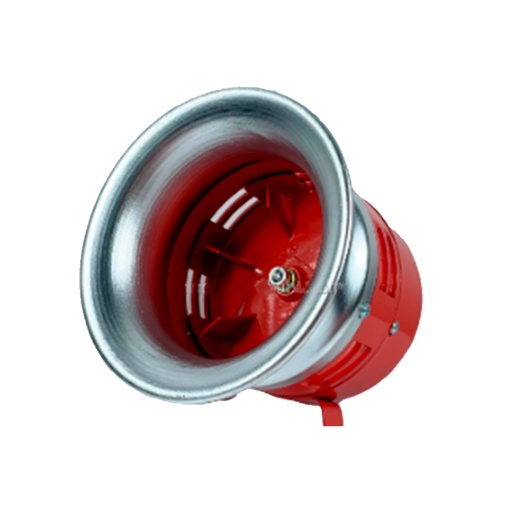 [310050 | MS-390/220VAC] Sirena 140 Db Metalica Plateada Roja 220Vac Camsco