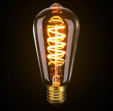 [430180 | ST64 Ambar 8w] Foco Led T/Edison Vidrio Ambar E27 4w 2.7k Filam. Espiral 7cm L12cm 110-120v