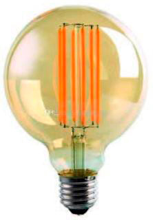 [430191 | G95 Ambar] Foco Led Vidrio G95 E27 8W 3K T/Globo Ambar D10Cm 110-130V Qb
