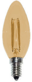 [430195 | E12-C35-4W-AMBAR] Foco Led T/Vela C35 E12 4W 3.5K Ambar 110-130V (D35Mm)