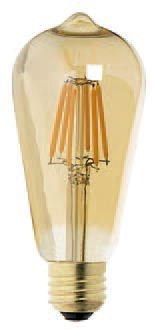 [430265 | E27-ST64-8W-CL-DIM] Foco Led E27 T/Edison Vidrio Ambar 8W 3500K Dimerizable 110-130V