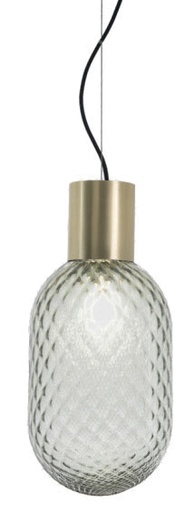 [180107 | KZ-BW-9348-1B] Lamp. Colg. Ovalada Vidrio Smoke 1L E27 (D200X500)Mm