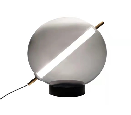 [183277 | 2020-T250] Lamp. Mesa Led Esfera Fume+Barra Led Incrustada 10W 3K (D250X1500Mm)