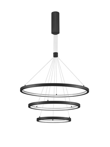 [183455 | LLU-L2117-S8+6+4-BK] Lamp. Colg. Led Aros Negro Luz Int. 3L 100W 3Cct 3K/4K/6K 100-240V (D800Xd600Xd400X1500Mm)
