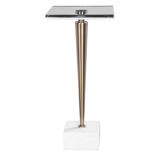 [151275 | 24950] MESA DE METAL DORADO COCTELERA CON TOP DE VIDRIO